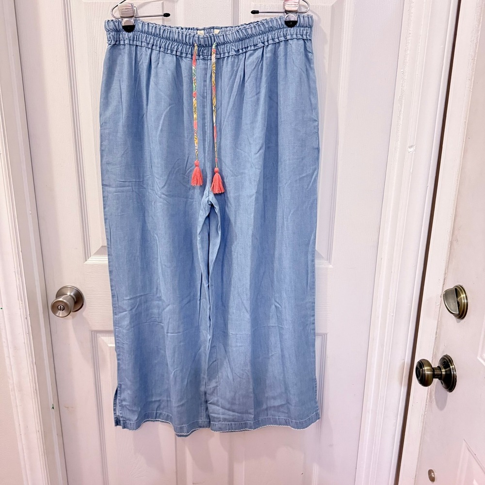 NWT Matilda Jane Lg Dream Chasers On the Shore chambray wide-leg cropped pants